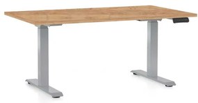 Masă înălțime reglabilă OfficeTech D, 140 x 80 cm, picioare gri, stejar kraft