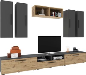 Living Kos V4, Antracit/Stejar Artisan, L 285 cm