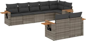 vidaXL Set canapele de grădină cu perne, 8 piese, gri, poliratan