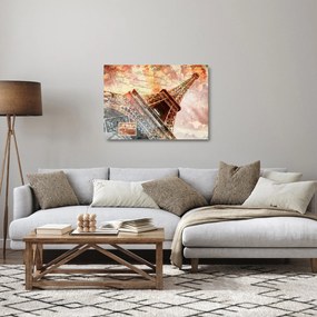 Tablou pe sticlă - Turnul Eiffel în stil vintage (70x50 cm)