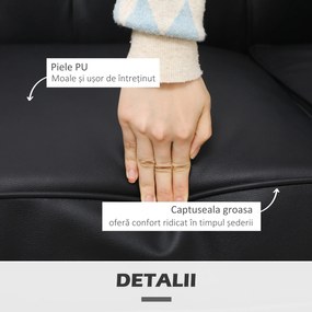 HOMCOM Canapea 2 Locuri Confortabilă, Piele Sintetică, 160x84x80 cm | Aosom Romania