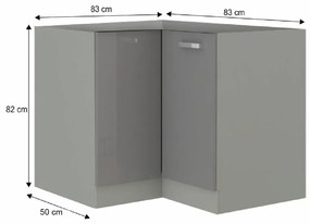 Dulap de bucătărie de colț Pleitton (gri). 1040352