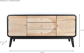 Comoda TV natur si neagra , din lemn „Rustic Charm”