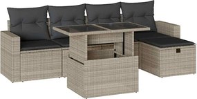 vidaXL Set canapele de grădină cu perne, 6 piese gri deschis poliratan