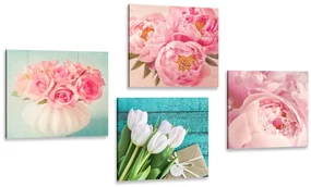 Set tablouri natura moartă romantică de flori