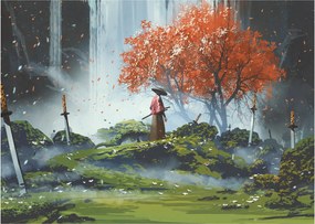 Tablou pe sticlă - Ilustrație a Grădinii de săbii (70x50 cm)