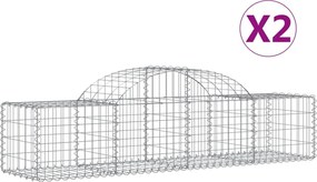 vidaXL Coșuri gabion arcuite 2 buc, 200x50x40/60 cm, fier galvanizat