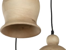 Set 3 lustre suspendate din lemn de mango, negru și natur, 110 x 38 cm, „Creil”