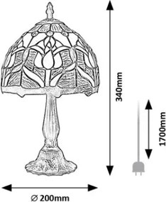Lampă de masă Tiffany din vitralii LORAS 1xE14/40W/230V - Brilagi