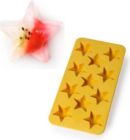 Forma cuburi de gheata cu capac Lekue 1010245, 23x11,8x3 cm, 11 stele, Stearin, -40°C / +60°C, Galben