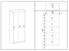 Dulap înalt SimpleOffice 80 x 40 x 180 cm, mesteacăn