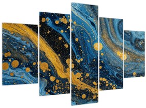 Tablou - Abstracție albastră cu aur (150x105 cm)