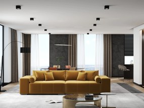 Canapea extensibilă dumonde cu ladă de depozitare si sezut confortabil din spuma high-density, Marbela Royal Mustar XXL 295x100 cm
