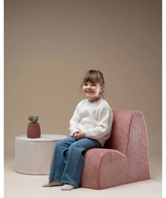 Fotoliu de copii roz cu tapițerie din catifea reiată Cloud – Wigiwama