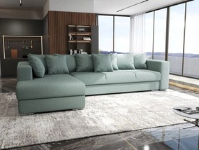 Colțar extensibil dumonde cu ladă de depozitare si sezut confortabil din spuma high-density, Gloria Enjoy Mint 320x183 cm