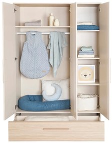 Șifonier de copii crem/în culoare naturală cu aspect de lemn de stejar 118x190x52 cm Sidney – Roba