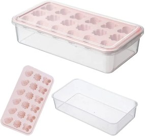Tava pentru cuburi de gheata ZoneYan, plastic, roz, 23 x 11,8 x 5,3 cm