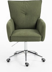 HR250K Scaun Catifea Reiată Premium culoare verde salvie Bază Cromata