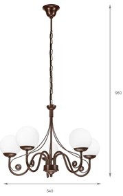 Lustră pe lanț Brilagi COTTAGE 5xG9/40W/230V maro/alb