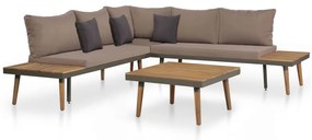 44240 vidaXL Set mobilier grădină cu perne, 4 piese, maro, lemn acacia