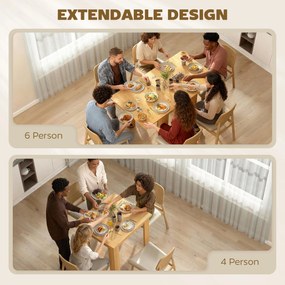 HOMCOM Masă de Sufragerie Extensibilă pentru 4-6 Persoane Design Rabatabil, 70-140cm Masă Extensibilă Rectangulară Salvaspațiu cu Picioare Antiderapante, pentru Sala de Mese Living, Culoare Efect de Lemn | Aosom Romania