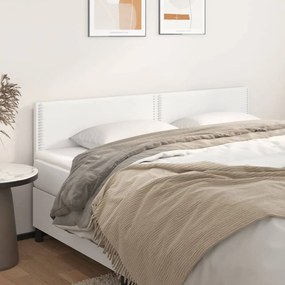 vidaXL Tăblii de pat, 2 buc, alb, 100x5x78/88 cm, piele ecologică