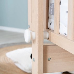 Pătuț leagăn în culoare naturală din lemn de fag cu roți/cu baldachin 40x90 cm – Roba