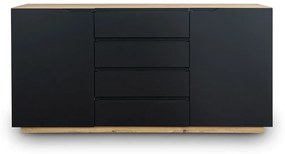 Comoda cu două uși și 4 sertare Loftia - artisan/negru mat