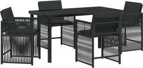 vidaXL Set de masă pentru grădină 5 pcs Negru poliratan