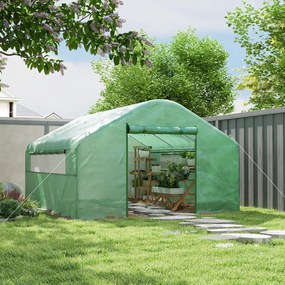 Outsunny Seră de grădină 4 x 3 x 2m cu uși rulabile și ferestre mari, seră tip tunel de grădină, verde | Aosom Romania