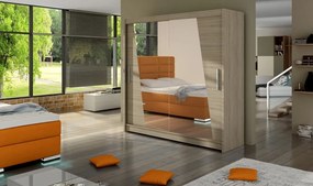 Dulap cu usi glisante si oglinda 180x200 cm, Preto, ADRK Furniture (Culoare: Negru)