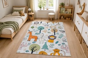 BAMBINO 61570 covor lavabil Animale, Africa pentru copii anti-alunecare - cremă / verde
