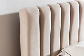 Pat matrimonial Nicole 140x200 cu ladă de depozitare - catifea bej Velluto 2