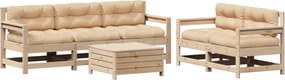 vidaXL Set mobilier de grădină cu perne, 6 piese, lemn masiv de pin