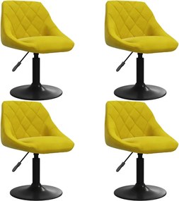 vidaXL Scaune de bucătărie pivotante 4 buc. catifea galben muștar