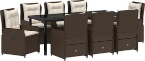 vidaXL Set de masă pentru grădină 9 pcs Maro poliratan