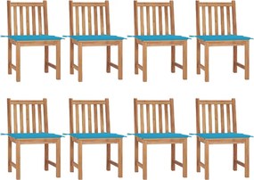 vidaXL Scaune de grădină cu perne, 8 buc., lemn masiv de tec