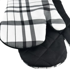 Set de 2 manusi de bucatarie cu magnet CHECKS, alb-negru