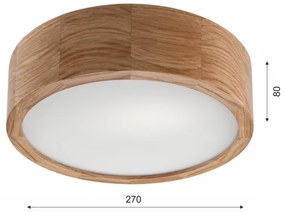 Plafonieră OAK, 2xE27/15W/230V, IP54, finisaj stejar, Ø 27 cm