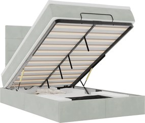 vidaXL Cadru de pat otoman cu saltele Gri deschis 120x200cm catifea