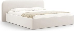 Pat tapitat cu somiera rabatabila si lada depozitare, 180x200 cm, Micadoni Home, Elizabeth-261, catifea, ivoriu