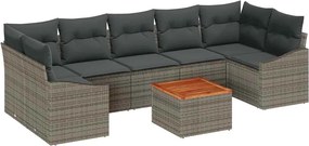 vidaXL Set de canapele pentru grădină 8 pcs Gri poliratan