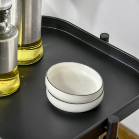 Carucior utilitar rulant cu cosuri metalice rotative, 4 niveluri de depozitare, otel si plastic PP, Negru 33x33x77cm HOMCOM | Aosom Romania