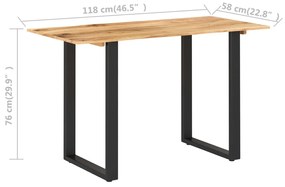 Masa de bucatarie, 118 x 58 x 76 cm, lemn masiv de acacia 1, Negru, 118 x 58 x 76 cm