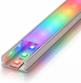 Set 1x bandă LED digitală RGBW, 16,5W/230V, 5 m + 5x profil încastrat de 1 m + telecomandă