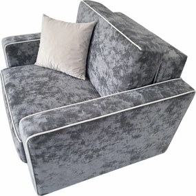 Fotoliu SAMY NEXT extensibil, cu lada de depozitare, stofa gri inchis cu gri deschis , cadru metalic, 103x100x92 Catifea plusata, Gri