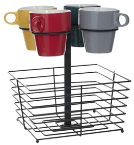 Set 4 cani Isabel, ceramica, suport metalic, 260 ml