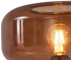 Lampă de podea retro neagră cu sticlă bronz - Bizle