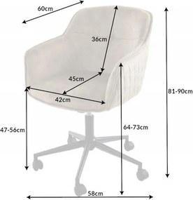 Scaun de birou elegant Euphoria, catifea sampanie greige