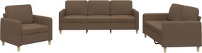 vidaXL Set de canapele cu perne, 3 piese, maro, textil